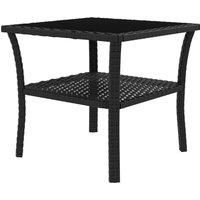 Outsunny Two-tier PE Rattan Square Coffee Table - Black