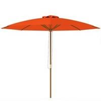 Outsunny Wooden Garden Parasol with Rope Pulley Mechanism and 8 Ribs Orange