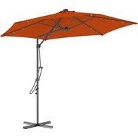 Outsunny 3(m) Garden Parasol Cantilever Umbrella with Solar LED - Orange