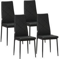 HOMCOM Set of 4 Faux Leather Dining Chairs - Black
