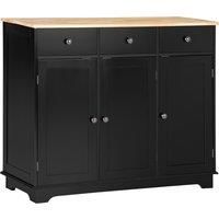 HOMCOM Sideboard with Rubberwood Top and Adjustable Shelves for Dining Room, Kitchen - Black