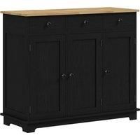 HOMCOM Sideboard with Rubberwood Top and Adjustable Shelves for Dining Room, Kitchen - Black Wood-Effect