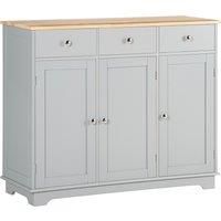 HOMCOM Sideboard with Rubberwood Top and Adjustable Shelves for Dining Room, Kitchen - Grey