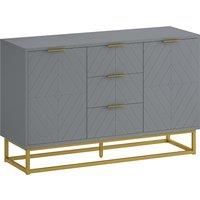 Modern Sideboard Storage Cabinet with 3 Drawers and Adjustable Shelves, Grey