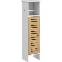 Slim Bathroom Storage Cabinet with Toilet Paper Holder, White