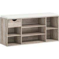 HOMCOM Shoe Storage Bench with Cushion - Grey