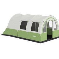 Outsunny 3000mm Waterproof Camping Tent, 5-6 Man Family Tent with Living and Bedroom, Carry Bag Included, Cream and Green