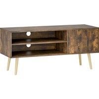 HOMCOM TV Stand up to 55 Inches, TV Unit with Open Shelves and Cable Holes - Brown