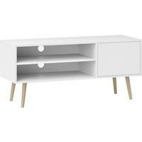 HOMCOM TV Stand up to 55 Inches, TV Unit with Open Shelves and Cable Holes - White