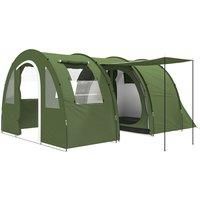 Outsunny 5-6 Man Camping Tent with 2 Room, Floor and Carry Bag - Green