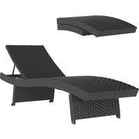 Outdoor PE Rattan Sun Lounger with 4-Level Adjustable Backrest