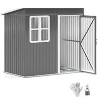 Outsunny 7 x 4ft Galvanised Steel Garden Shed with Foundation Kit, Grey
