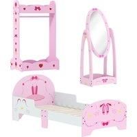 Kids Bed with Safety Rails, Kids Clothes Rail, Kids Full Length Mirror, Pink