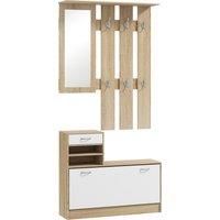 Hallway Furniture Set with Shoe Storage Cabinet, Coat Rack and Mirror