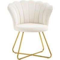 HOMCOM Velvet-Feel Lotus Petal Accent Chair - Cream