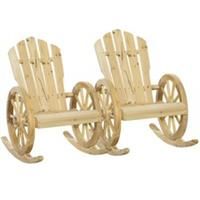 Outsunny 2 Piece Adirondack Rocking Chair Porch Poolside Garden Lounging