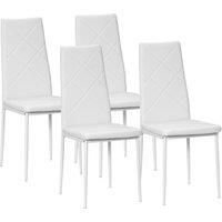 HOMCOM Set of 4 Faux Leather Dining Chairs - White