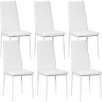 HOMCOM Set of 6 Faux Leather Dining Chairs - White