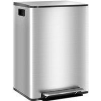 HOMCOM 60L Dual Compartment Stainless Steel Bin, with Deodoriser Holders - Silver Tone