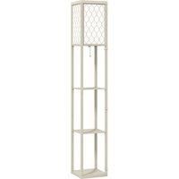 HOMCOM Three-Shelf Standing Lamp - Oak/White