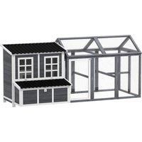 PawHut 2-Piece Wooden Chicken Coop and Run Set, Poultry Run Cage with Nesting Box, Slide-Out Tray, Roof, Perch