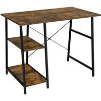 Computer Desk with 2-Tier Shelf, Home Office Desk with Steel Frame, Rustic Brown