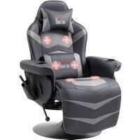 Massage Recliner Chair with Headrest, Racing Style Reclining Chair, Grey