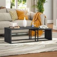 HOMCOM Coffee Tables Set of 2, Nest of Tables for Living Room, Dark Grey, Grey