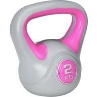SPORTNOW Kettlebell, 2kg Kettle Bells with Handle for Home Gym Weight Lifting and Strength Training, Pink and Grey