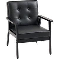 HOMCOM Retro-Style Accent Chair, with Faux Leather Seat - Black