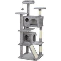 138cm Cat Tree with Sisal Scratching Posts, Bed, Condos, Platforms, Light Grey