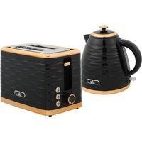 HOMCOM 3000W 1.7L Rapid Boil Kettle & 2 Slice Toaster, Kettle and Toaster Set with 7 Browning Controls and Crumb Tray, Black