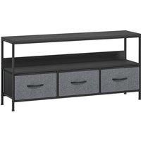 HOMCOM TV Stand Cabinet with 3 Foldable Drawers - Black