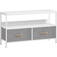 HOMCOM TV Stand Cabinet with 2 Foldable Drawers - White