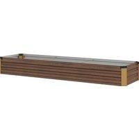 Outsunny 60 x 240cm Galvanised Steel Planter, with Open Bottom, Brown