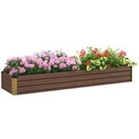 Outsunny Galvanised Raised Bed for Garden, Outdoor Elevated Planter Box, Brown