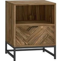 HOMCOM Bedside Table with Drawer and Shelf, Side End Table with Steel Legs for Living Room, Bedroom, Brown Wood Effect