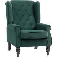 HOMCOM Wingback Accent Chair, Retro Upholstered Button Tufted Occasional Chair for Living Room and Bedroom, Green