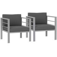 Outsunny Patio Furniture Aluminium Armchair Set with Cushions, Charcoal Grey