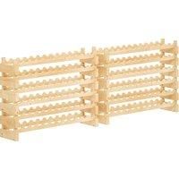 HOMCOM Six-Tier, 72 Bottle Wooden Wine Rack Set of 2 - Natural
