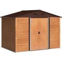 Garden Shed Tool Storage Overlap Construction Sliding Door Brown Wood Grain