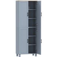 HOMCOM Freestanding Kitchen Cupboard, 4-Door Storage Cabinet with Adjustable Shelves, Modern Kitchen Pantry for Dining Room, 170cm, Grey Wood Effect