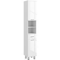 Slim Bathroom Storage Cabinet, Tall Narrow Cupboard with Drawer, Shelves, White