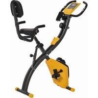 HOMCOM 2-in-1 Folding Exercise Bike with 8-Level Magnetic Resistance, Arm Resistance Band, Pulse Sensor, Yellow