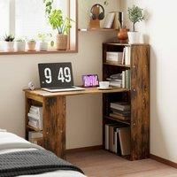 HOMCOM 120cm Computer Desk Bookshelf Writing Table 6 Shelves Brown, Brown