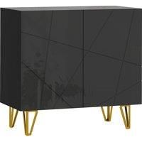 HOMCOM Modern Luxe High Gloss Sideboard, with Hairpin Legs - Black