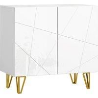 HOMCOM Modern Luxe High Gloss Sideboard, with Hairpin Legs - White