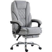 Massage Office Chair, Heated Reclining Desk Chair with Footrest, Grey