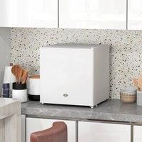 HOMCOM Tabletop Mini Freezer with 35 Litre Capacity, Small Lockable Freezer with Reversible Door, Two Keys, Adjustable Temperature and Removable Wire Shelf for Bedrooms, Home Office, White