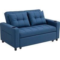 HOMCOM Two-Seater Pull-Out Sofa Bed - Dark Blue